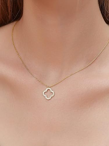 Hollow Clover Studded Necklace