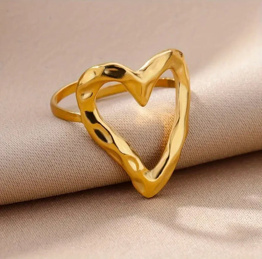 Hollow Heart Adjustable Ring