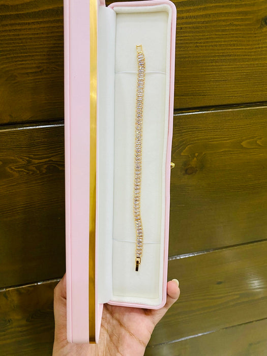 Stainless Steel Tennis Bracelet With Premium Pink Box