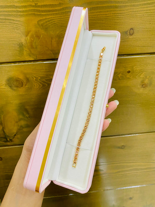 Stainless Steel Tennis Bracelet With Premium Pink Box