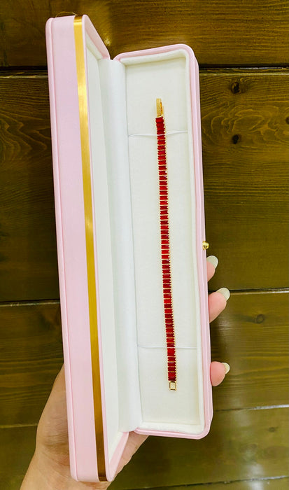 Stainless Steel Tennis Bracelet With Premium Pink Box