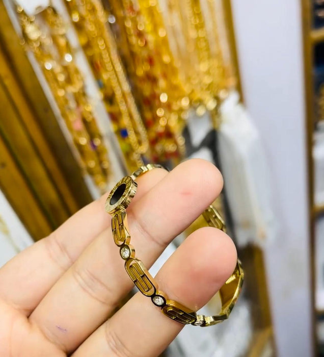 18k Classic Black & Golden Bangle