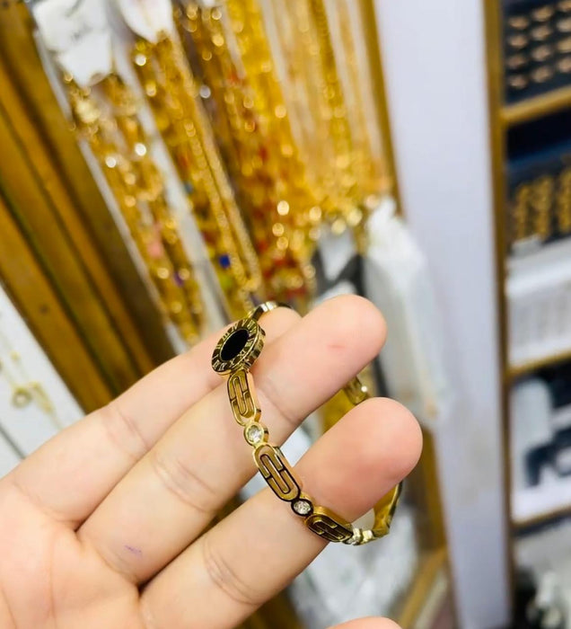 18k Classic Black & Golden Bangle