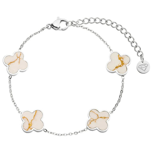 White-Gold Clover Armband | 18K