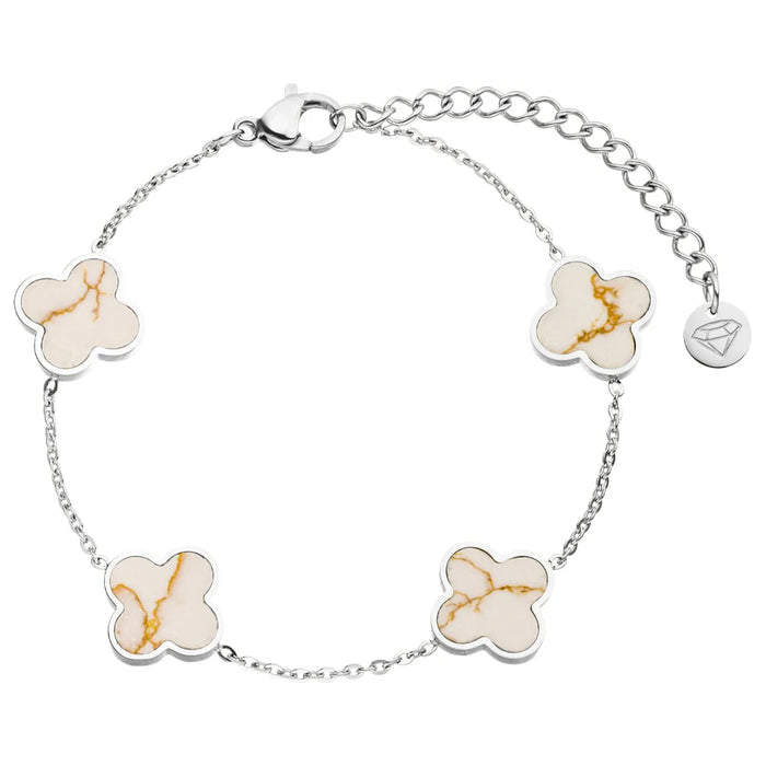 White-Gold Clover Armband | 18K
