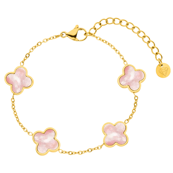 Rosa Perlmutt Clover Armband | 18K vergoldet