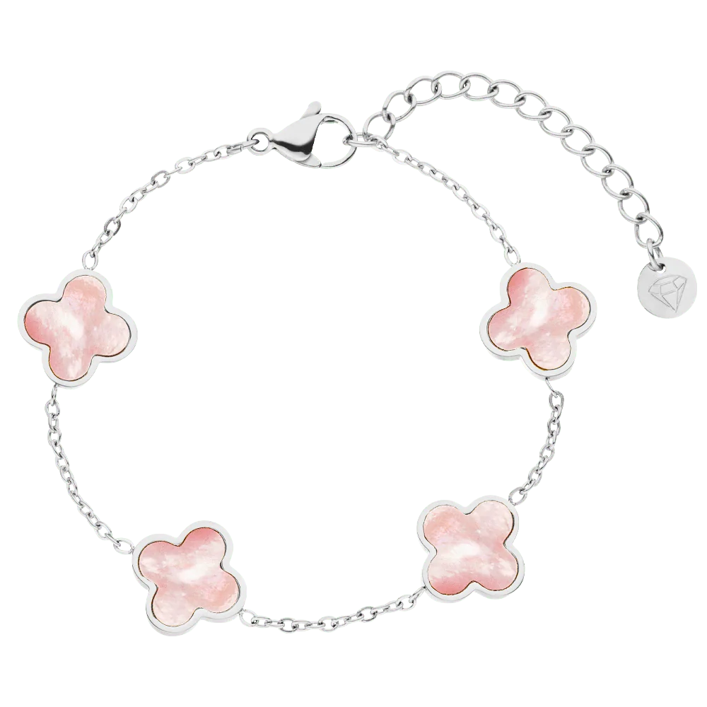 Rosa Perlmutt Clover Armband | 18K vergoldet