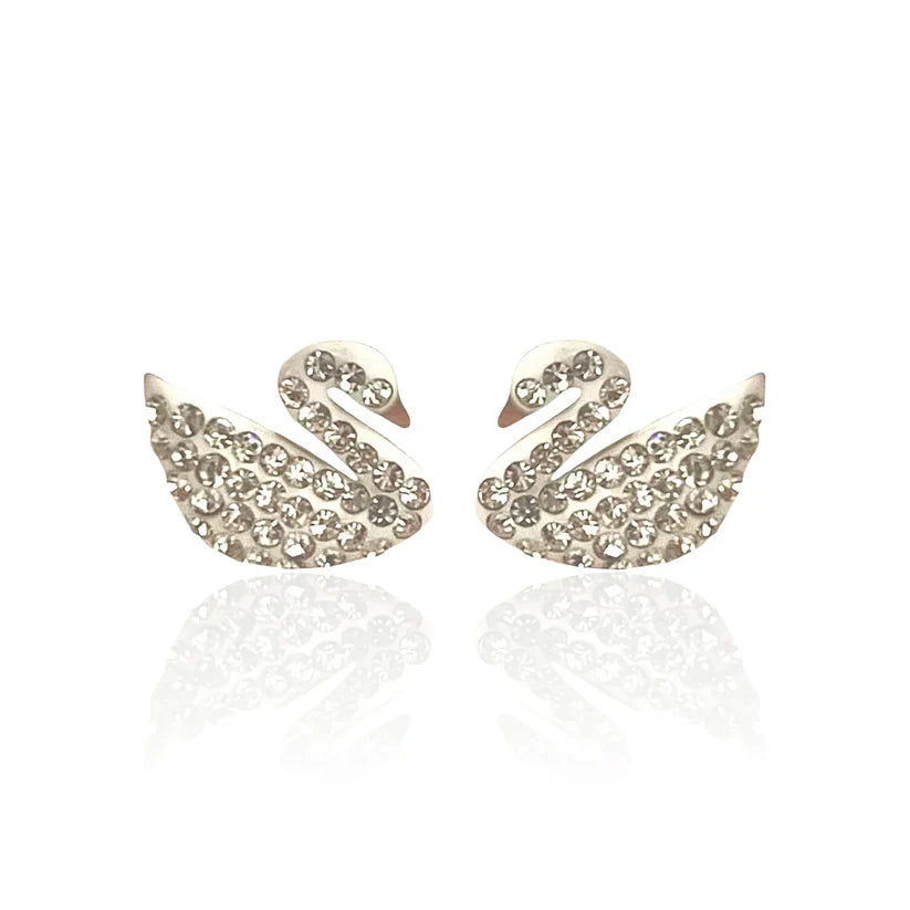 Iconic White Swan Studs