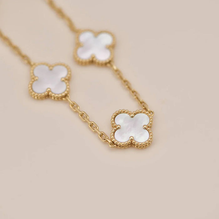 CLOVER 5 MOTIF WHITE MOP BRACELET