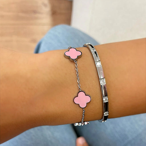 Pink Clover Bracelet| 18K