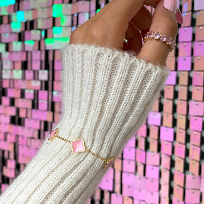 Pink Clover Bracelet| 18K