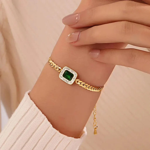Emerald Snake Chain Bracelet